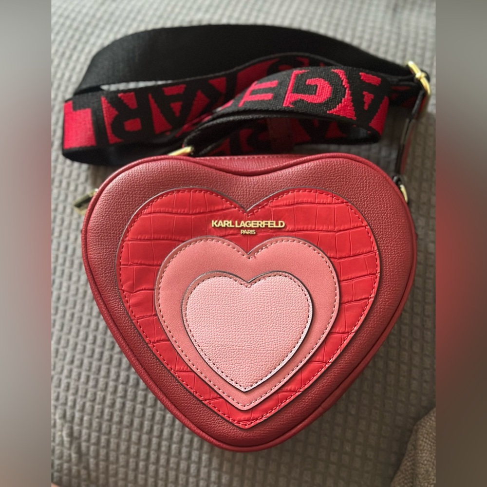Karl Lagerfeld Red and Pink Heart Crossbody